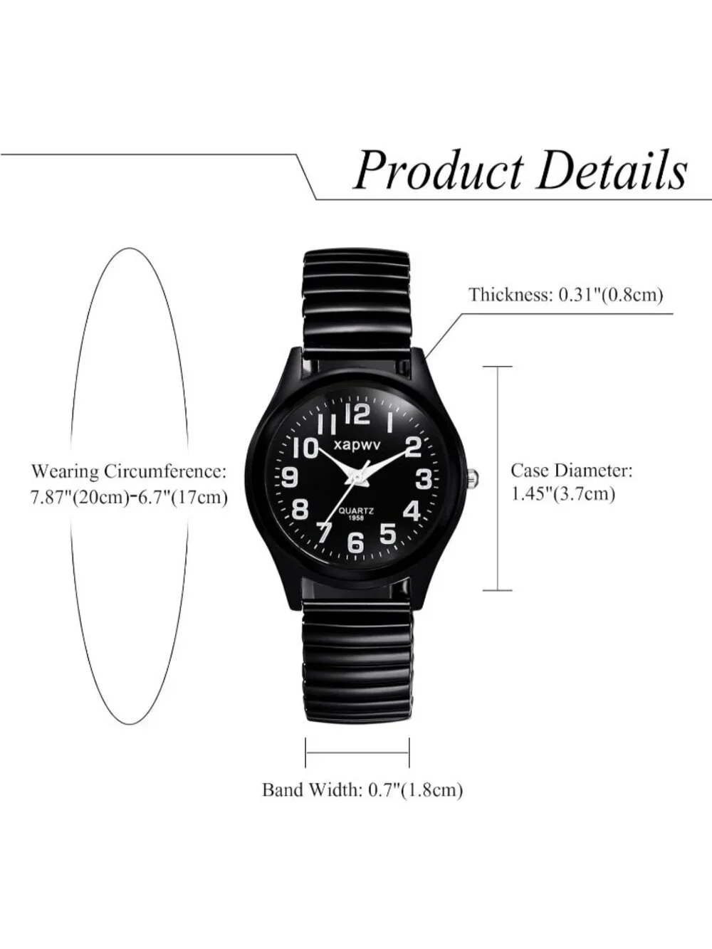 Mens Black Analog Stretch Band Couple Bangle Ultrathin Elastic Strap Wrist Watch